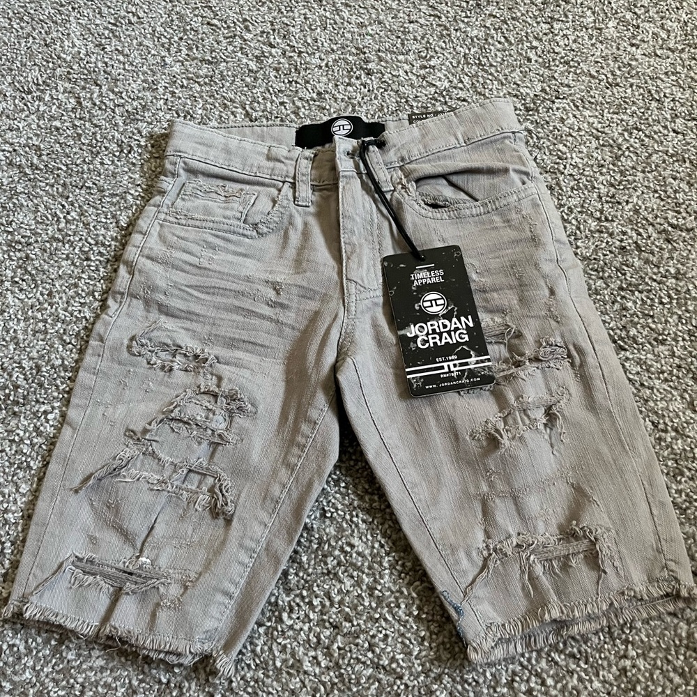 Jordan Craig Men's Ripped Tan Jean Shorts